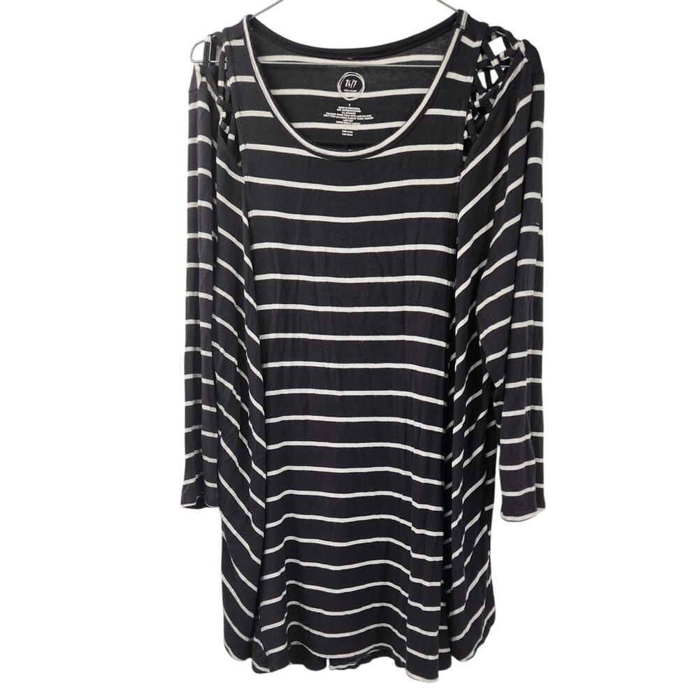 24/7 Maurices Striped 3/4 Sleeve Tunic Top Womens Size 1x